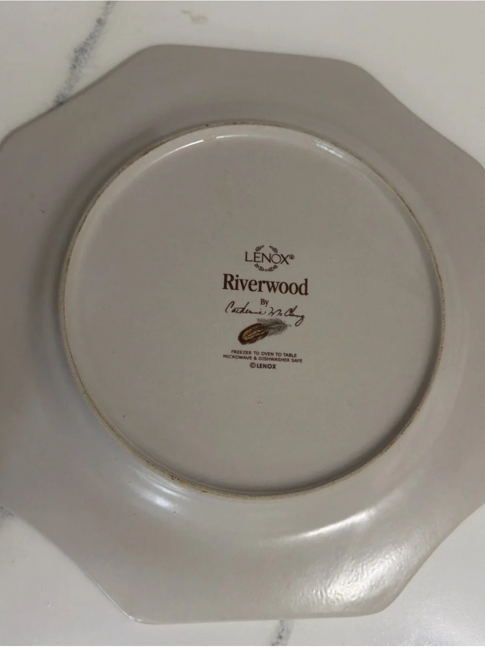 Lenox Cream and Brown Octagonal Dinner Plate